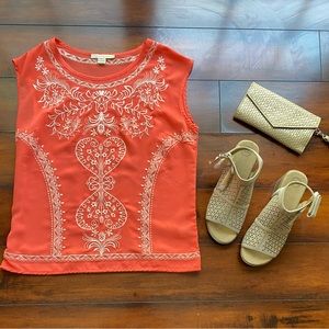 Beautiful Coral (leaning orange) Lightweight Summer Top